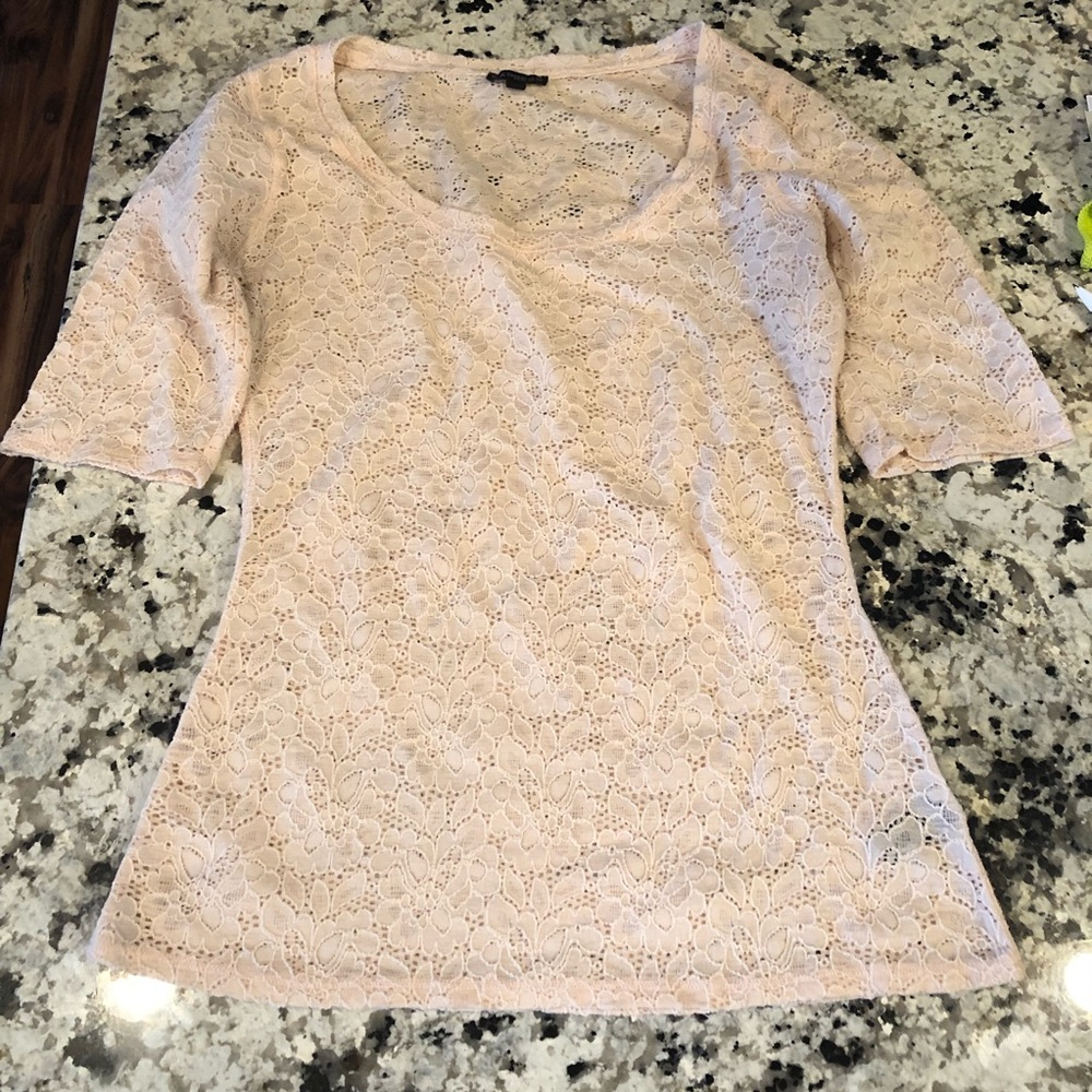 Express Blush Pink Lace Top S